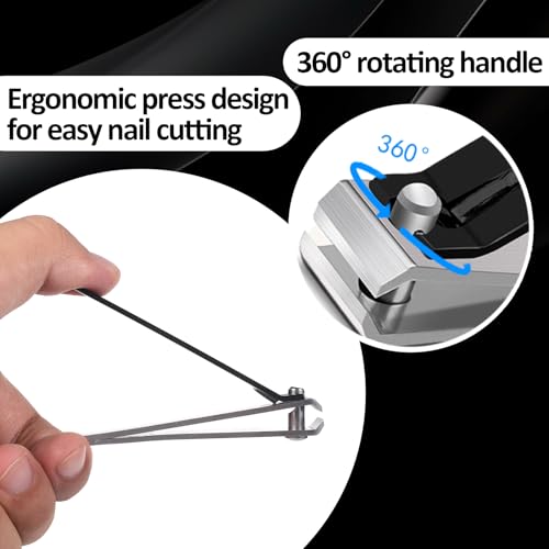 Straight Nail Clippers for Thick Nails, 2Pcs Sturdy Stainless Steel Fingernail Toenail Clippers Fingernail & Toenail Trimmers for Men Women - Thumbnail 5