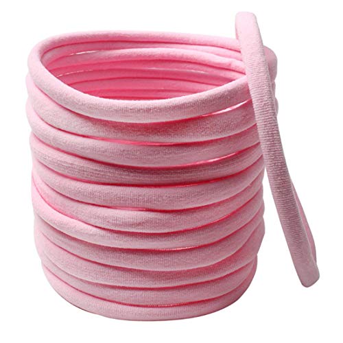APICESS 100 Pack Super Soft Stretchy DIY Nylon Headbands for Newborn Baby Girls (Pink)