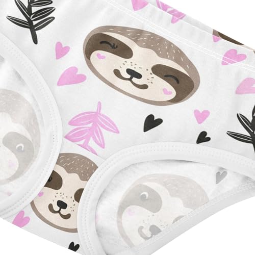Girls Underwear Toddler 2t Cotton Panties for Girl Colorful Undies Kids Briefs Cute Sloth Faces White4