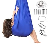 Wizvox Aerial 𝐘𝐨𝐠𝐚tuch Swing 200 Kg Max. Tragfähigkeit Mit Beschläge -Yoga 𝐬𝐜𝐡𝐚𝐮𝐤𝐞𝐥 Geeignet, um Ängste abzubauen,Glück. (280 * 150CM),J-Dunkelblau