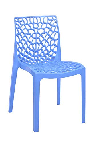Image of Supreme Web Plastic Chair |Armless Chair for Dining Room Set, Home, Cafe & Outdoor Use |Weight Bearing Upto 220kgs (Color: Soft Blue ; Set of 2)