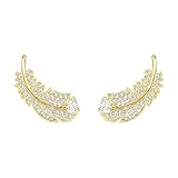 Lieferumfang: 1 x Swarovski Nice Ohrstecker, weiße, vergoldete Ohrstecker mit Swarovski Kristallen, 1.5 cm lange Federohrringe, inklusive einer Swarovski Box