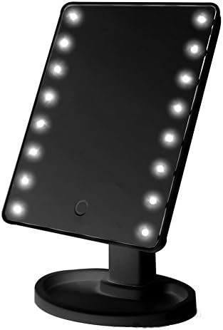 Thosdt 16 LED Smart Touch Screen Portable Tabletop Lighted Cosmetic Vanity Makeup Mirror (Black)