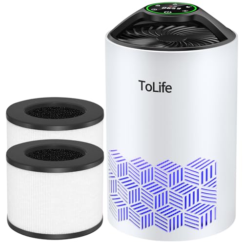 Image of Tolife Air Purifiers for Bedroom Home with Three Filters Portable Baby Air Purifier With Low Noise Sleep Mode for Office & Room, White