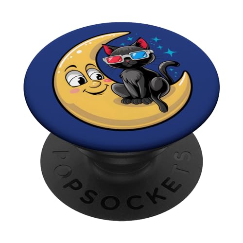 Stargazer Cat in a Crescent Moon - Caprichoso celestial PopSockets PopGrip Intercambiable