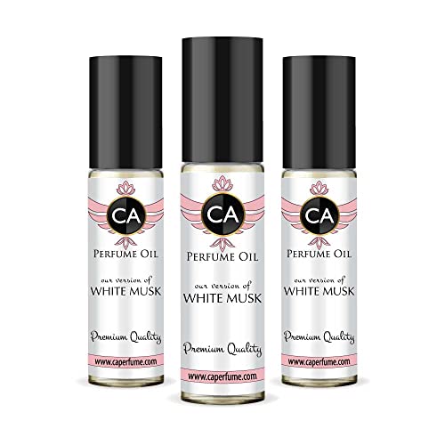 CA Perfume Impression of White Musk for Women Eau De Parfum Floral Woody Musk Scent Long Lasting Perfumes for Women Travel Size TSA Ready for Day and Night Wear 0.33 Fl Oz 10ml (Pack of 3)