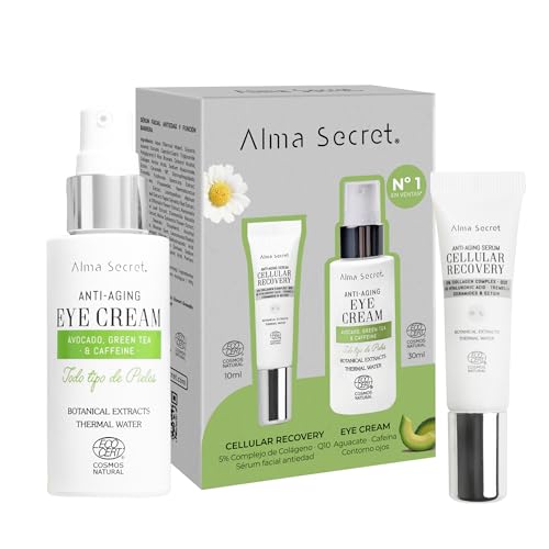 Pack Cofre Skin Care: Crema Contorno de Ojos de Aguacate, Té Verde y Cafeína + Serum Facial Antiedad Cellular Recovery, Contorno de Ojos y Serum Facial para Todo Tipo de Pieles ECOCERT COSMOS NATURAL