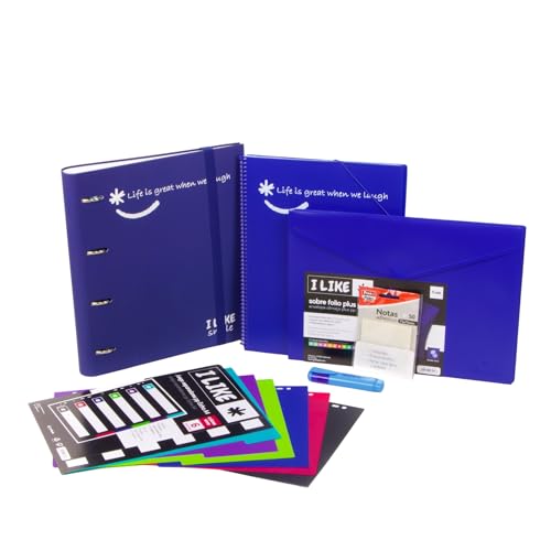 Grafoplás | Pack Material Escolar con Archivador 4 Anillas, Recambio, Carpeta Fundas Plastico, Separadores, Notas Adhesivas Transparentes, Secundaria y Universidad