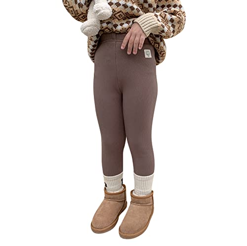 Girls Fleece Lined Leggings Kids Ribbed Knitted Warm Footless Tights Fall Winter Soft Cotton Pantyhose Stockings