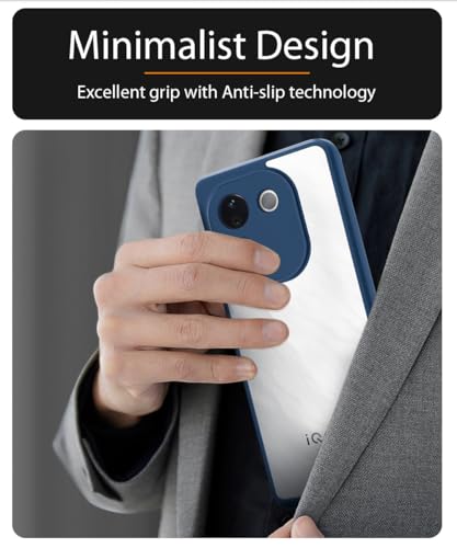 Image of WOW IMAGINE Shockproof Hybrid Back Cover for iQOO Z9s Pro 5G | Vivo T3 Pro 5G | Hard Slim fit Back Case | PC & TPU | Clear Transparent Case - Blue