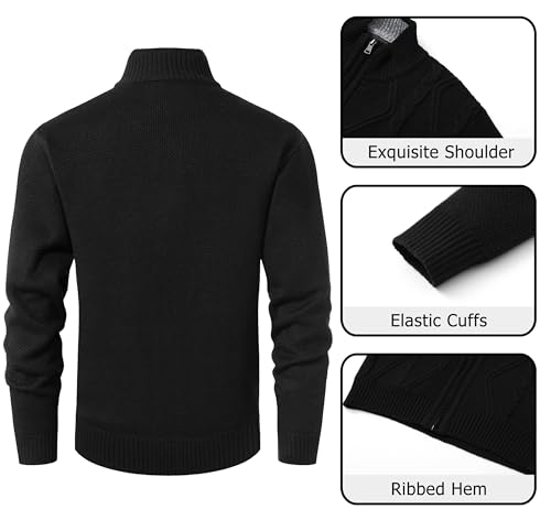 Image of Vcansion Men's Classic Cardigan Sweaters Stand Collar Slim Fit Casual Knitted Sweater
