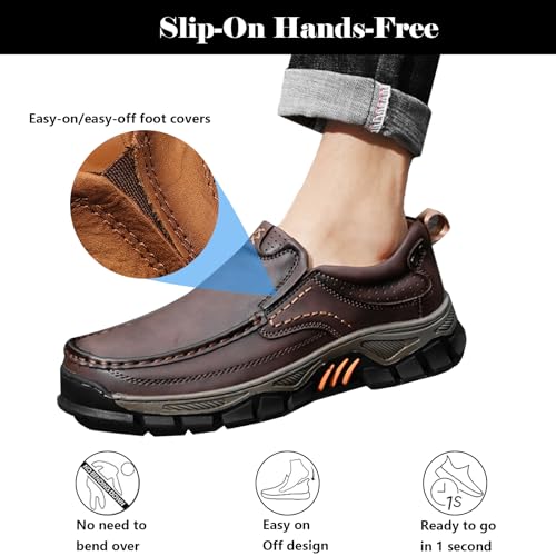 Men's Waterproof Hiking Shoes, Lightweight Breathable Casual Sneaker, Slip on Boots for Men Work Loafers, Orthopedic Slippers, for Travel, Camping, Running2