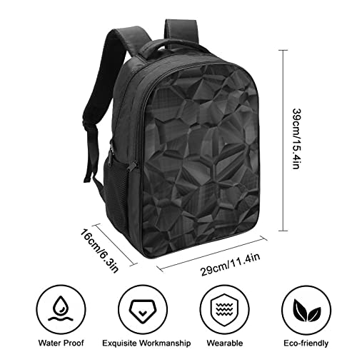 Sac à dos 3D cool noir résistant aux déchirures pour étudiants et collégiens