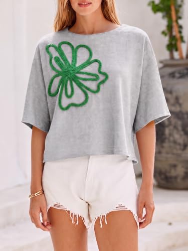 Image of Cicy Bell Womens Oversized Short Sleeve Sweaters Tops Knit Fall Pullovers