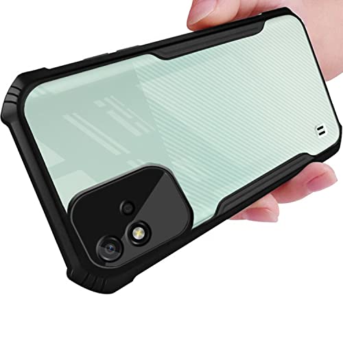 Image of Pikkme Plastic Realme Narzo 50i Back Cover Crystal Clear Transparent Back Ultra Hybrid Full Camera Protection Raised Edge with 360 Degree Protection Bumper Back Cover for Realme Narzo 50i (Black)
