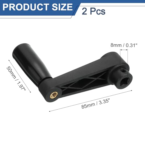 Image of uxcell 2Pcs 8x85mm (Dia x L) Revolving Handwheel Machine Handle, Universal Lathe Crank Grip Replacement for Industry Lathe Milling Grinding Machine, Black (Square Hole)