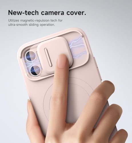 Image of SURITCH for iPhone 12 /12 Pro Case with Magnetic Camera Slide Cover and Adjustable Kickstand, Compatible with MagSafe, Shockproof Bumper Case Slim Protective Cover for iPhone 12 /12 Pro 6.1 Inch, Pink