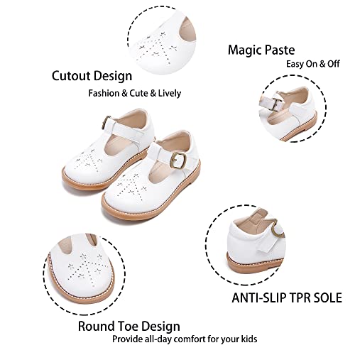 Image of Kiderence Toddler Girl Mary Jane School Uniform Dress Shoes Oxford Flats | Wide Toe Box Great Comfort for Student Shoe and Flower Girl Shoe for Wedding, Parties, Church