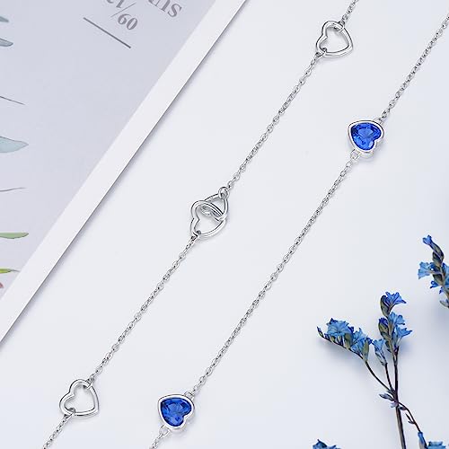 Pulsera tobillera para mujer de plata de ley 925 ROMANTICWORK 23cm ajustable 3