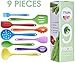 TTLIFE Silicone Utensils Kitchen Colorful 9 Pieces With Turner, Spatula, Soup Ladle,Brush,Long Handle Shovel,Long Spoon,Slotted Spoon,Shovel Spoon,Colander for Cooking/Baking/BBQ