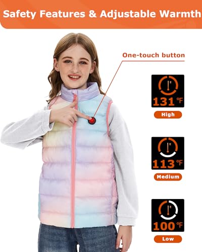 Venustas Kids Heated Vest with Battery Pack, Girls Lightweight Electric Heated Vest3