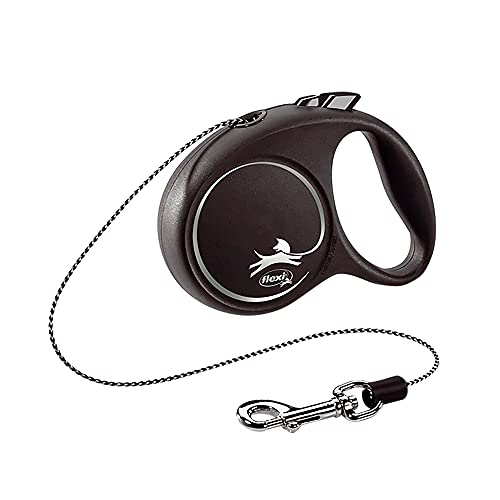 Flexi Black Design Cord Black Extra Small 3m Retractable Dog Leash/Lead for Dogs up to 8kgs/18lbs