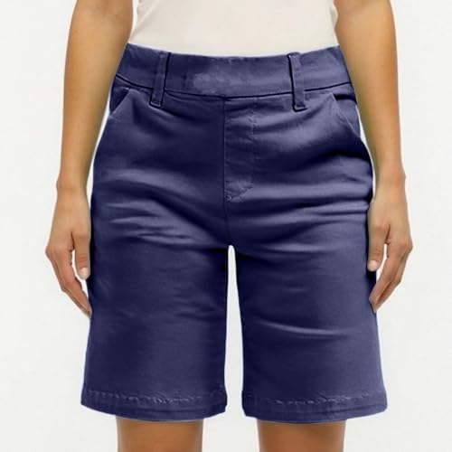 Bermuda Shorts for Women Knee Length Casual High Waisted Chino Shorts with Pockets 2025 Work Comfy Straight Leg Outfits4
