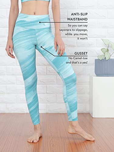 Image of CULT High Waist Running Tights with Side Pocket | Geometric Print | Breathable | Moisture-Wicking | Curved Hem