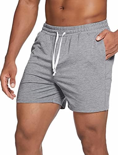 Deyeek Mens 5.5 Inch Lounge Pajama Shorts Quick Dry Cotton Sleep Shorts Elastic Waist Athletic Gym Workout Shorts Grey