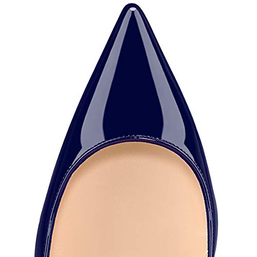 SAMMITOP Women's Pointed Toe Classic Pumps High Heel Patent Dress Shoes4
