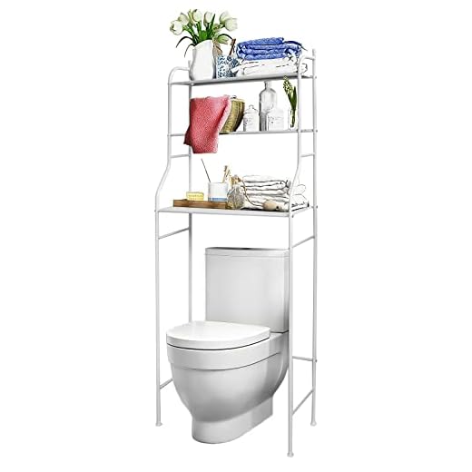 T-LoVendo 1 Estanteria sobre Inodoro WC Lavadora Ahorra Espacio Almacenamiento Cuarto Baño, Blanco, 153 x 63 x 25 cm