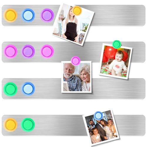 Spann Frameless Magnetic Stainless Iron Board Strips Magnetic Bulletin Bar Board Memo Strip with 10 Pieces Magnet for Office Home Classroom 4Pcs Approx. 30 x 2.6cm