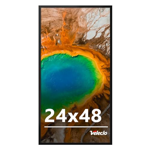 Veleclo 24x48 Picture Frame for Wall Display 24x48 Black Picture Frame with Shatter Resistant Plexiglass Stable and Sturdy 24 x 48 Poster Frame for Wall Display Handpicked Gift Collection 1 Pack