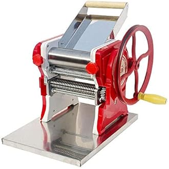 PIAOCAIYIN Manual Noodle Machine, Commercial Pasta Maker, Dough Sheeter Machine, Adjustable Thickness 0.5-5mm, Dough Roller Machine, Spaghetti Dough Machine for Home -Red