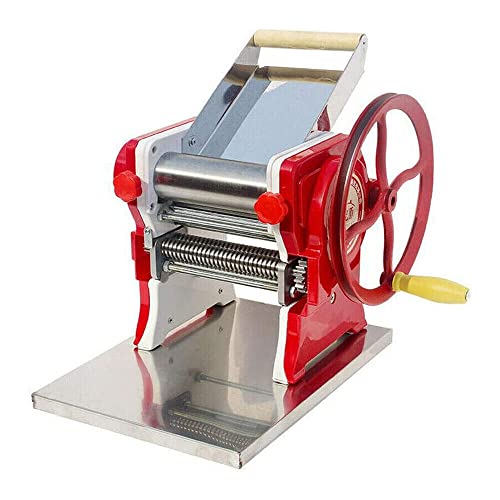 PIAOCAIYIN Manual Noodle Machine, Commercial Pasta Maker, Dough Sheeter Machine, Adjustable Thickness 0.5-5mm, Dough Roller Machine, Spaghetti Dough Machine for Home -Red