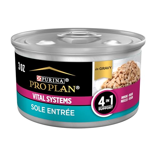 Purina Pro Plan Wet Cat Food Vital Systems Sole Entree in Wet Cat Food Gravy 4-in-1 Immune, Brain, Muscle and Vision - (Pack of 24) 3 oz. Cans