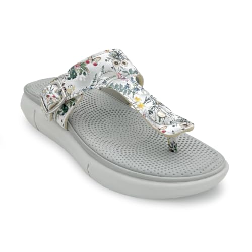 Image of KazarMax Amelia Lightweight | Cushioned | Bounce Back | Floral Printed Flat Thong Sandals For Women