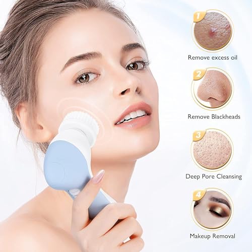 Escova de limpeza facial – Escova elétrica impermeável para esfoliação profunda