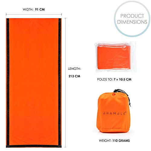 Bramble - 5 Premium Emergency Thermal Bivvy Bags, Survival Weatherproof Rescue Sleeping Blankets - For Safety While Hiking, Camping, Extreme Sports