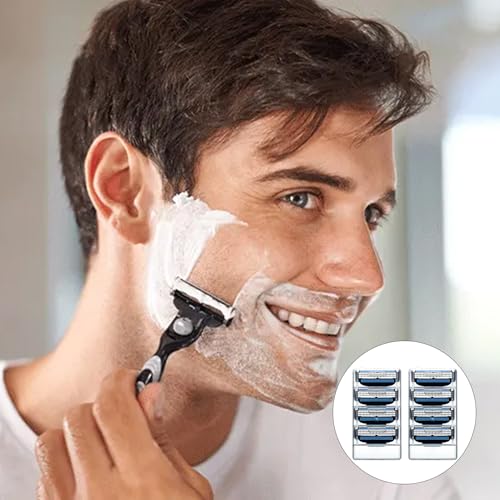 8 Stück Rasierklingen für Mach-3 Klingen,Ersatzklingen für Nassrasierer Herren Intimate,Rasierer Klingen Rasierhobel Barber,Geeignet zum Reinigen von Bart und Körperhaaren,Ersatzrasierklingen Männer