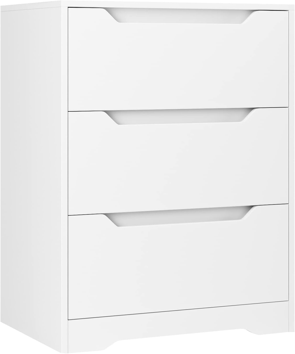 Modern 3 Drawer Dresser, Wood Chest of Drawers with Storage, Tall Nightstand with Cut-Out Handles, Side End Table, Accent Storage Cabinet for Living Room, Entryway, White