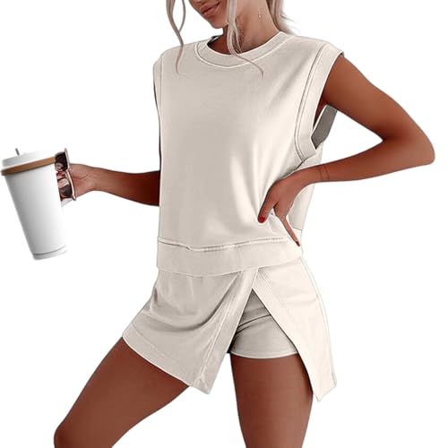 Débardeur sport femme rouge et short d'été tenue confortable deux pièces