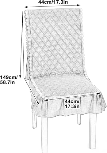 Housse de chaise universelle extensible avec dentelle lavable pour salle à manger - 3