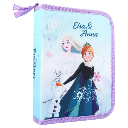 mybagstory - Trousse - Reine des neiges – Trousse garnie Double Compartiments - Feutres - Coloriage - Enfant - Ecole - Maternelle - Garderie - Crèche - Trousse Fille - Taille 20 cm - Idée Cadeau