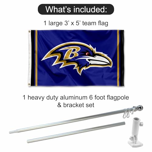 Kit mât et support Baltimore Ravens équipement fixation drapeau NFL - 2