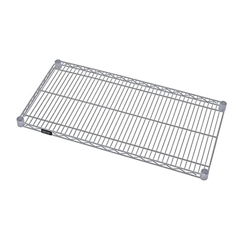 Quantum 1442GY 42" Wire Shelf for Restaurant Warehouse Retail Store | 800 lbs Load Capacity | All Welded Construction | 1" Increments Quick Adjust | Gray Epoxy Finish, 42"W x 14"D, NSF