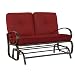 Cloud Mountain Patio Glider Bench Outdoor Cushioned 2 Person Swing Loveseat Rocking Seating Patio Swing Rocker Lounge Glider Chair, Brick Red