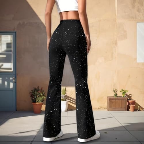 Image of BONVEN Womens Y2k Gothic Drawstring Flare Pants Streetwear Casual Star Rhinestone Low Rise Disco Pants Bell Bottoms