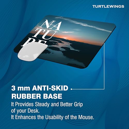 Image of TURTLEWINGS | Mousepad |Nature Mousepad - 22x18 cm, 3mm Thick | Abstract Design Non-Slip Rubber Base | Office, Study & Gaming Use | Premium Smooth Surface 2 (Design 01)