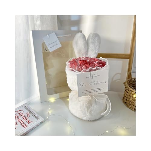 プリザーブドフラワー うさぎ耳 ウサギの耳 花束 11個の小さなフラワー かわいい ぬいぐるみ バラの花束 光る LEDライト付き 母の日 ギフト ブーケ 誕生日 プレゼント お祝い 花 結婚祝い バレンタイン